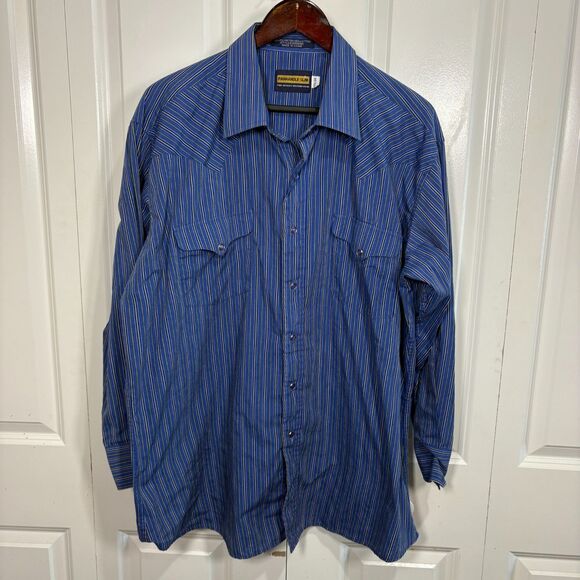 Panhandle Slim Western Snap Shirt Men 17½-34 Classic Stripes Cottagecore - Picture 1 of 7